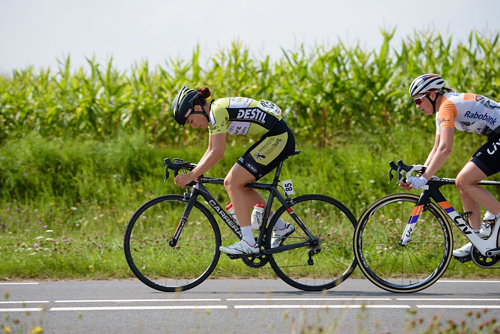 Esra Tromp (Parkhotel Valkenburg) and Roxane Knetemann (Rabo Liv) for the break of the day at the 123 km Stage 3 of the Boels Ladies Tour 2016