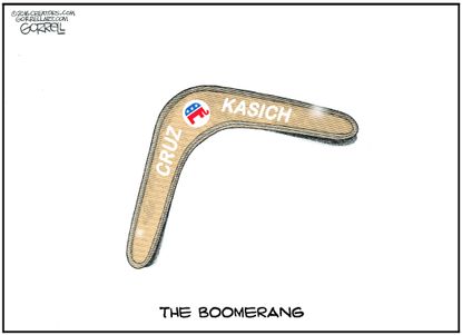 Political Cartoon U.S. Trump Kasich