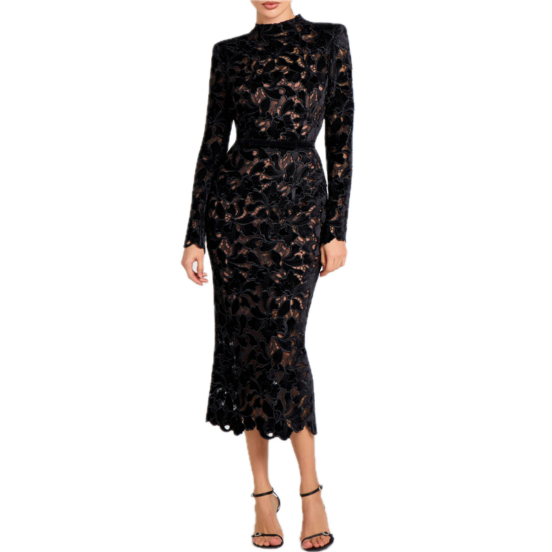 Black midi length lace dress, Nadine Merabi