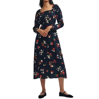 Nobody’s Child Black Wildflower Print Abby Midi Dress