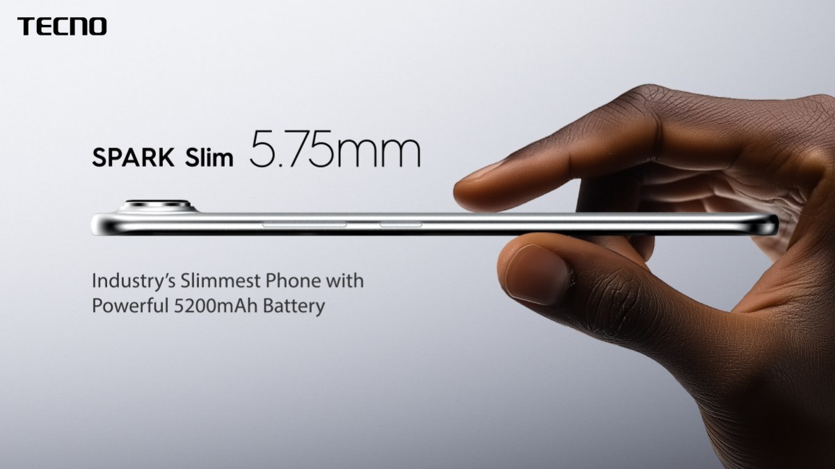 The Tecno Spark Slim side-on