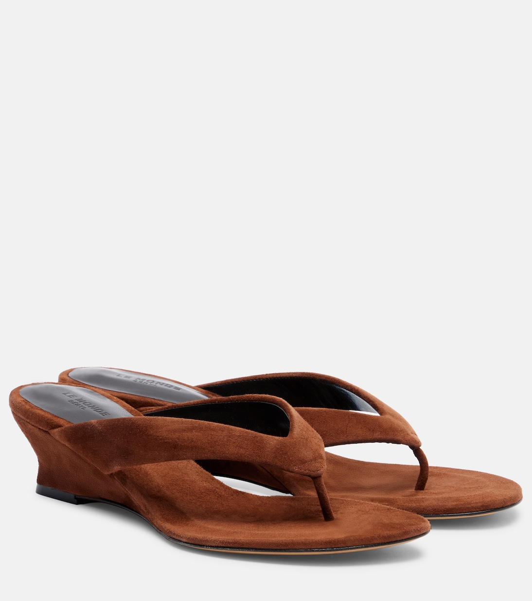 Micro Wedge 40 Suede Thong Sandals in Brown - Le Monde Beryl