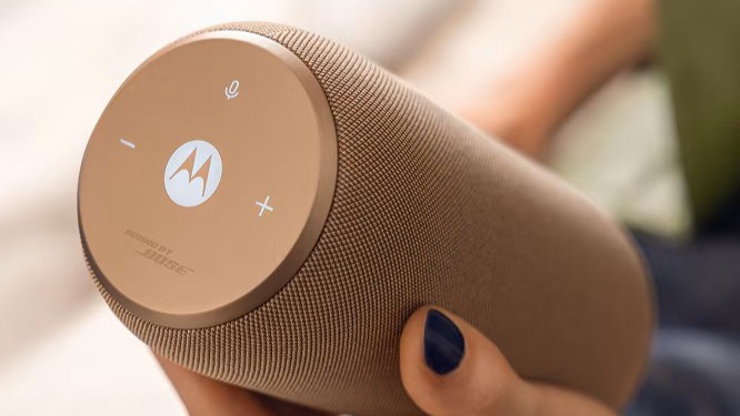 Motorola Moto Sound Flow Bluetooth speaker in a 'Warm Taupe' finish