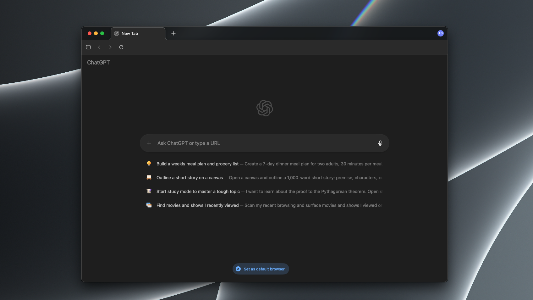 A screenshot of OpenAI's ChatGPT Atlas browser running on a Mac