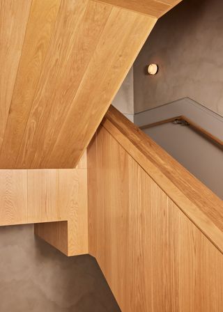 Wood-lined stair detail