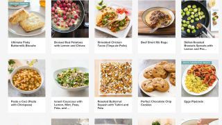 A screengrab of various meal recipes online at America's Test Kitchen that people could cook while staying at home