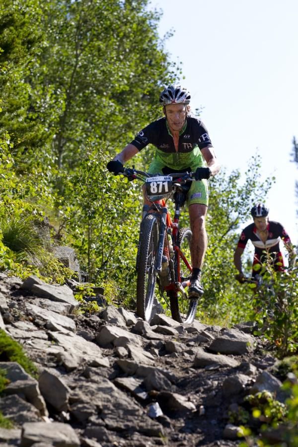 Simon Pulfrey navigates the rockier parts of the course.