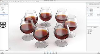 The addition of instancing, shown here with this image of multiple wine glasses, can reduce or negate the need for extra post work