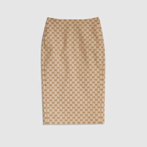 Gg Cotton Canvas Midi Skirt