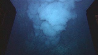 Little Hercules ROV images a vent plume as it descends to the summit of Kawio Barat submarine volcano.