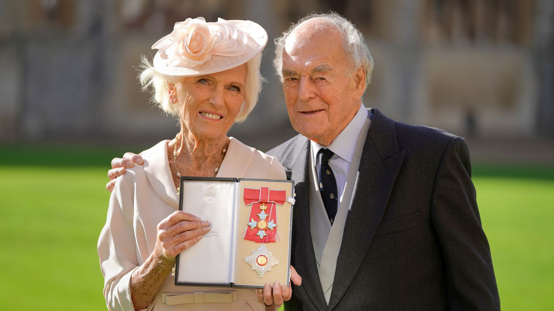 Mary Berry with her husband Paul Hunnings after being appointed Dame Commander of the Order of the British Empire (DBE) in 2021