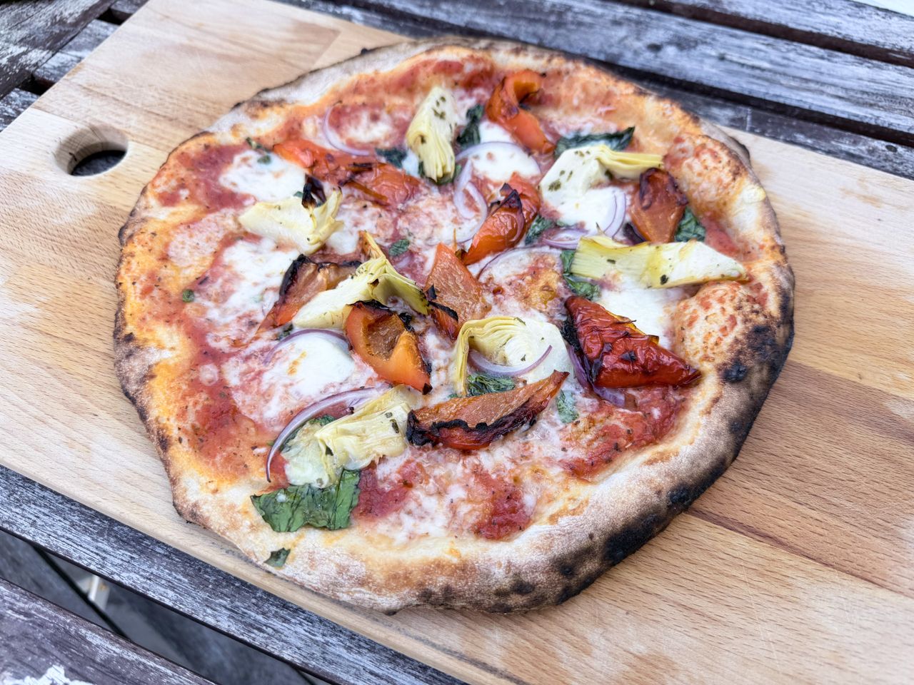 A pizza cooked on the Ooni Karu 2