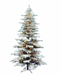 Flocked Rushden 7ft White Fir Artificial Christmas Tree with Coloured and White Lights with Stand | £455.15