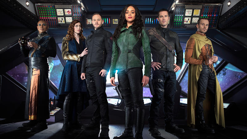 &quot;Killjoys&quot; cast members pose at the helm of a futuristic ship