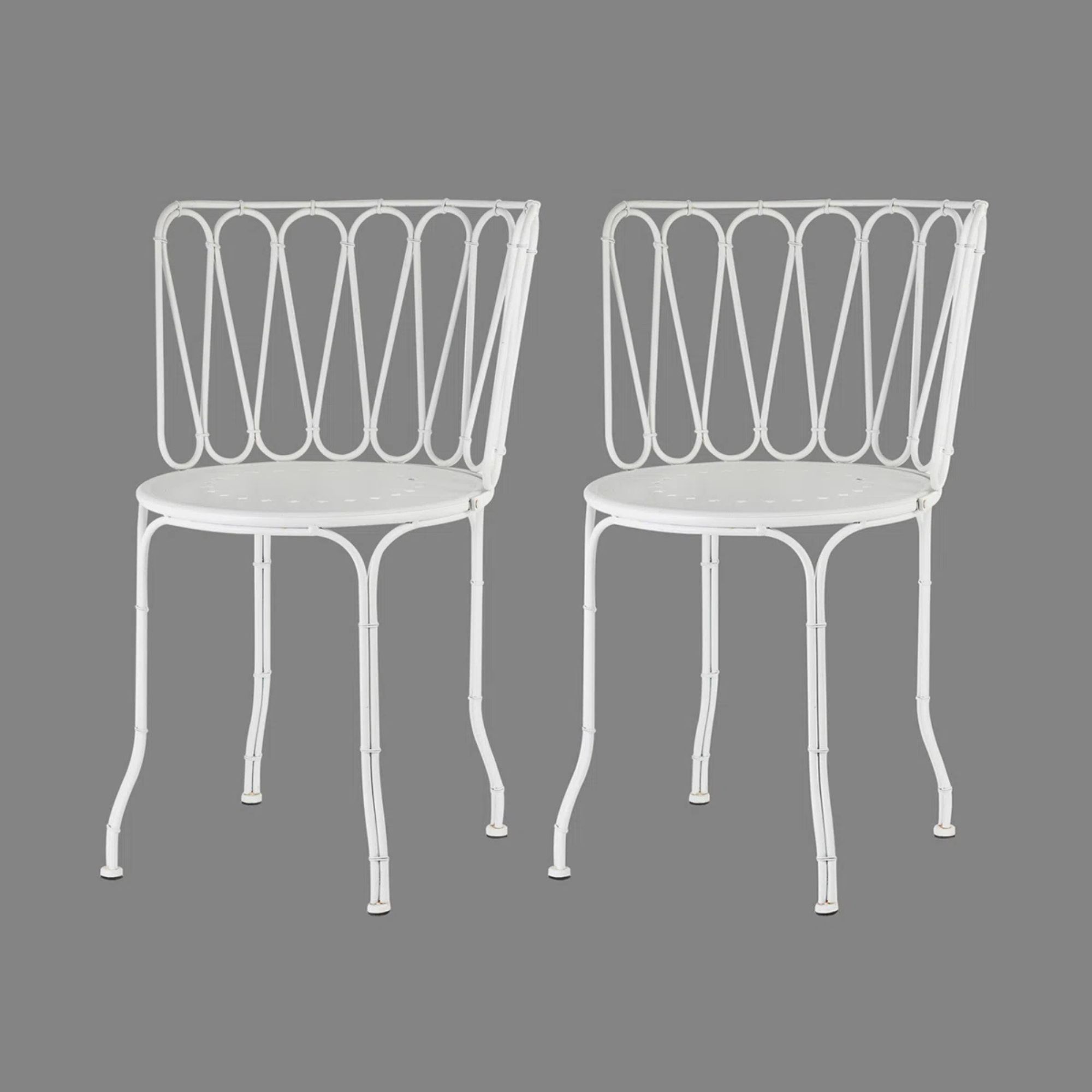 Wayfair, Gracie Oaks 2 Piece Metal Petal Back Indoor Outdoor Bistro Dining Side Chair Restaurant Chair | Wayfair