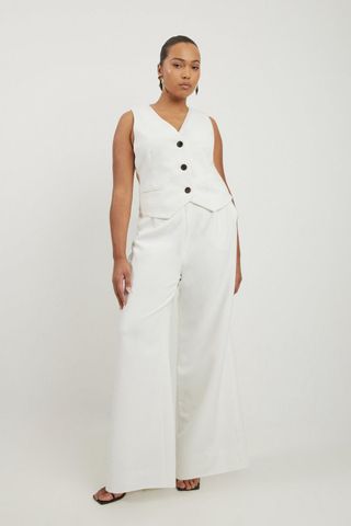 Karen Millen, Plus Size Clean Tailored Grosgrain Tipped Wide Leg Trousers