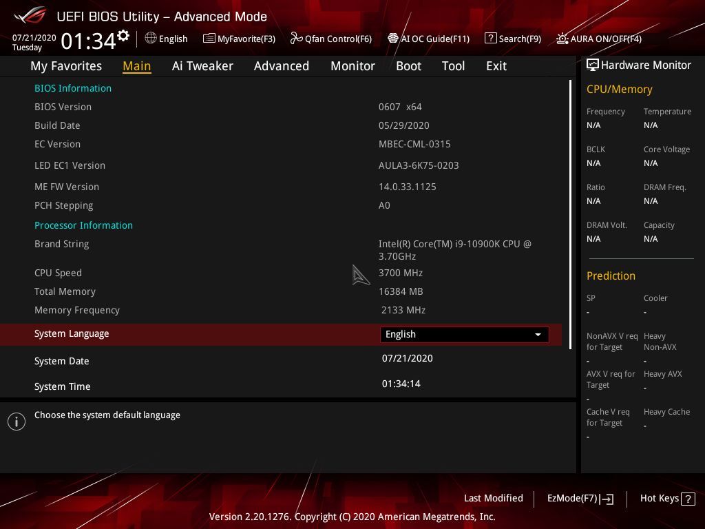 Asus ROG Strix Z490-E BIOS