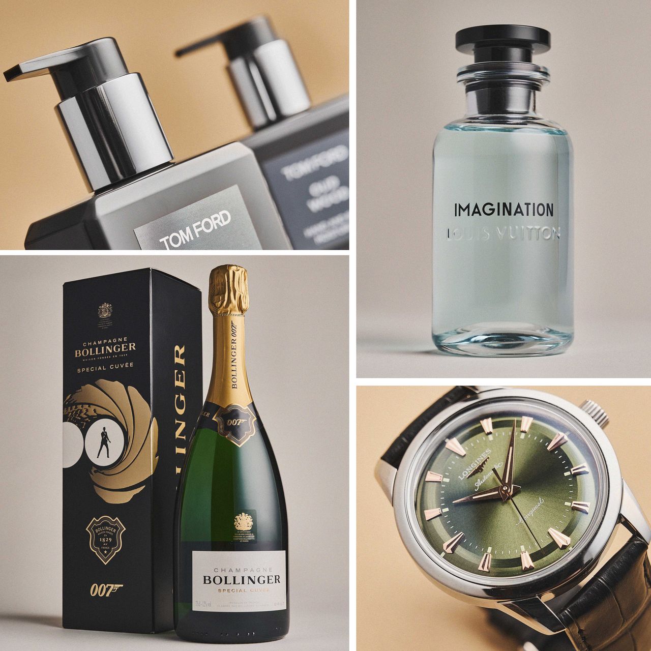 A montage featuring products that are in the Christmas Gift Guide for him