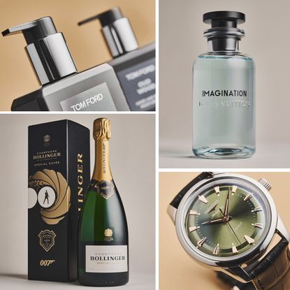 A montage featuring products that are in the Christmas Gift Guide for him