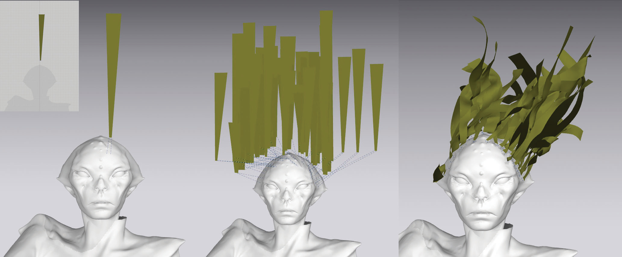 Use Marvelous Designer to create seaweed-like hair