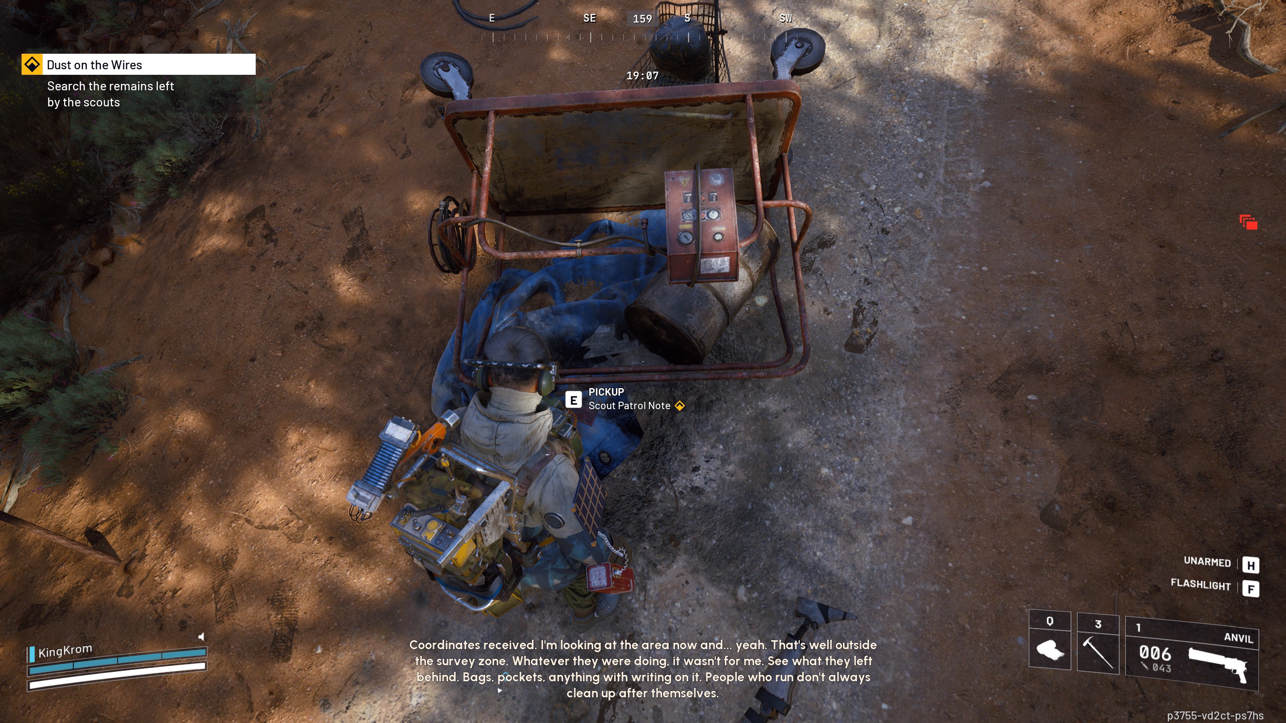 Arc Raiders Dust on the Wires - Scout note