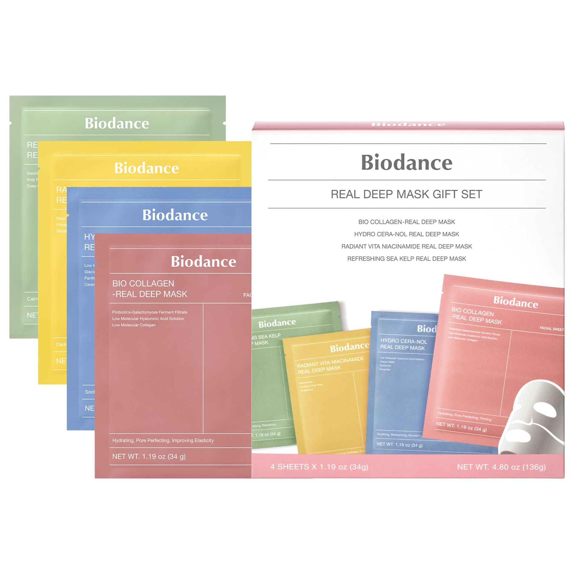 Real Deep Mask Gift Set - 4 Masks for Pore Care, Hydration, Calming and Dark Spot Treatment