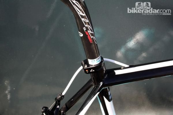 The seatpost height is marked with a bit of team logo tape.