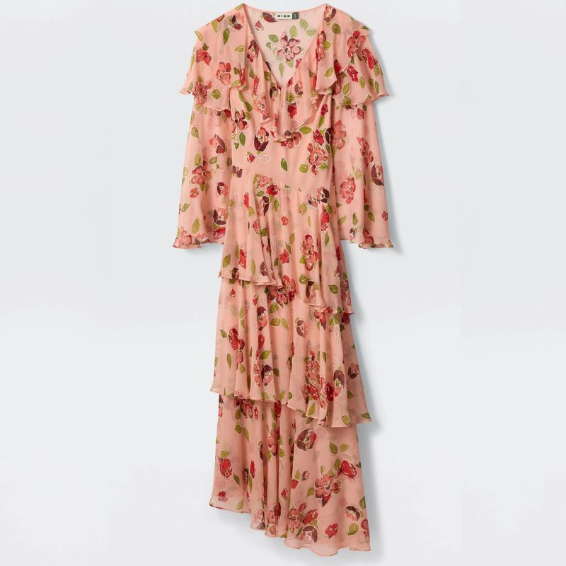 RIXO pink floral maxi dress