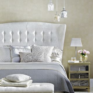 silver and gold bedroom