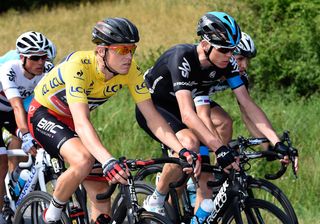 Rohan Dennis rides along Chris Froome during stage 4.