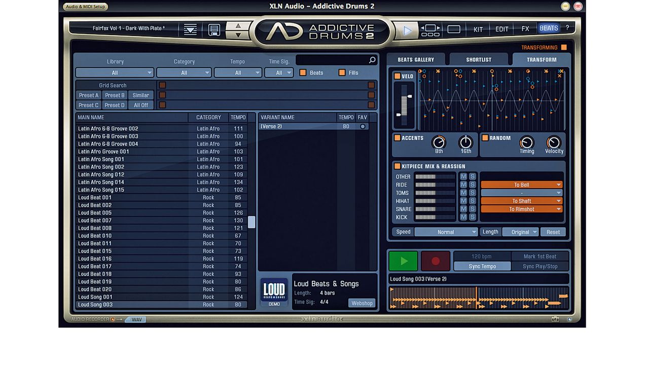 You can modify AD's MIDI beats by fine-tuning velocity, modifying accents and randomising velocity and timing