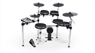 The kit comes with four cymbals: a 12" hi-hat, two 14" crashes and a 16" three-zone ride