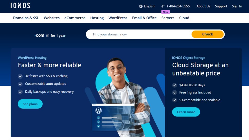 Website screenshot of Ionos (September, 2025)
