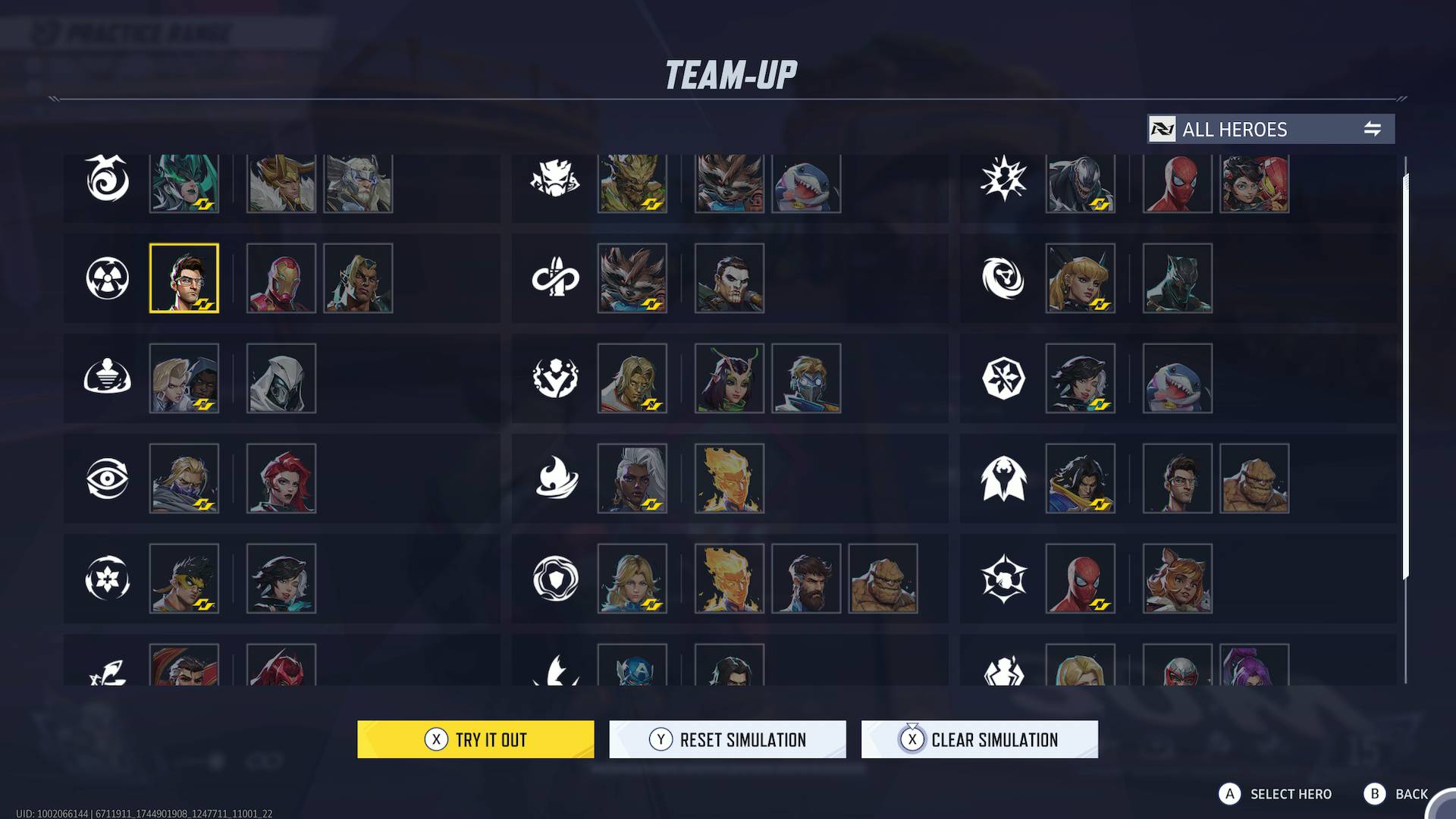 Marvel Rivals Team-Ups grid for season 2.5