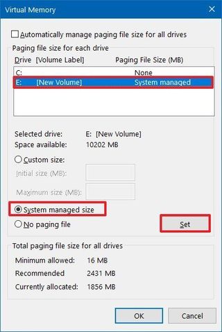 Moving pagefile.sys to different drive