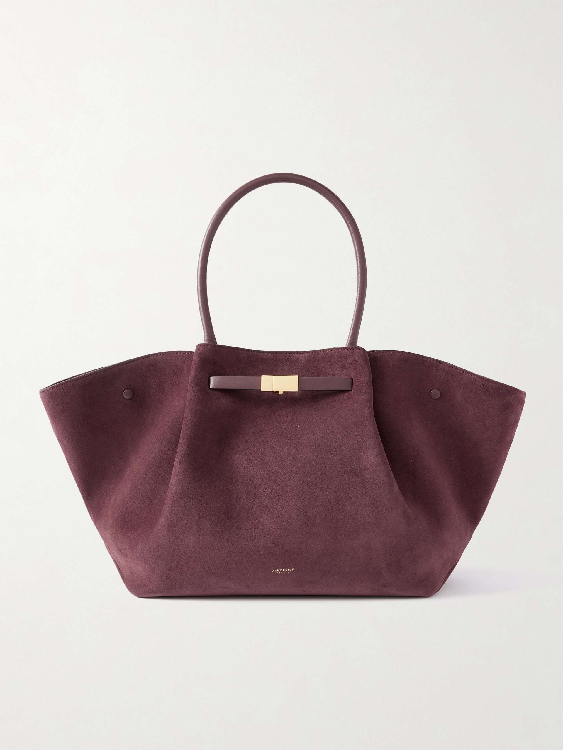 New York Large Leather-Trimmed Suede Tote