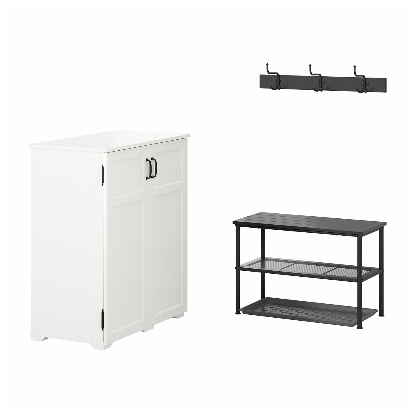 Gre&amp;Aring;ker / Nip&amp;Aring;sen Hallway Furniture, Set of 4 - White/black