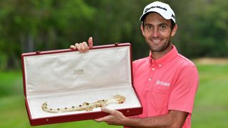 Edoardo Molinari with the trophy after winning the Trophee Hassan II