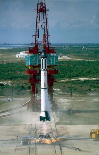 This Mercury-Redstone rocket placed the first American astronaut, Alan Shepard, in suborbit on May 5, 1961.