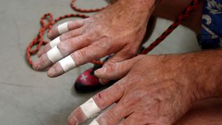 Veteran climber's hands