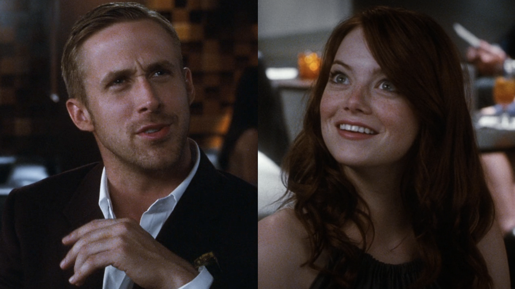 Ryan Gosling and Emma Stone in Crazy, Stupid, Love. 