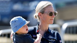 Zara Tindall and son Lucas Tindall attend day 3 of the 2022 Festival of British Eventing