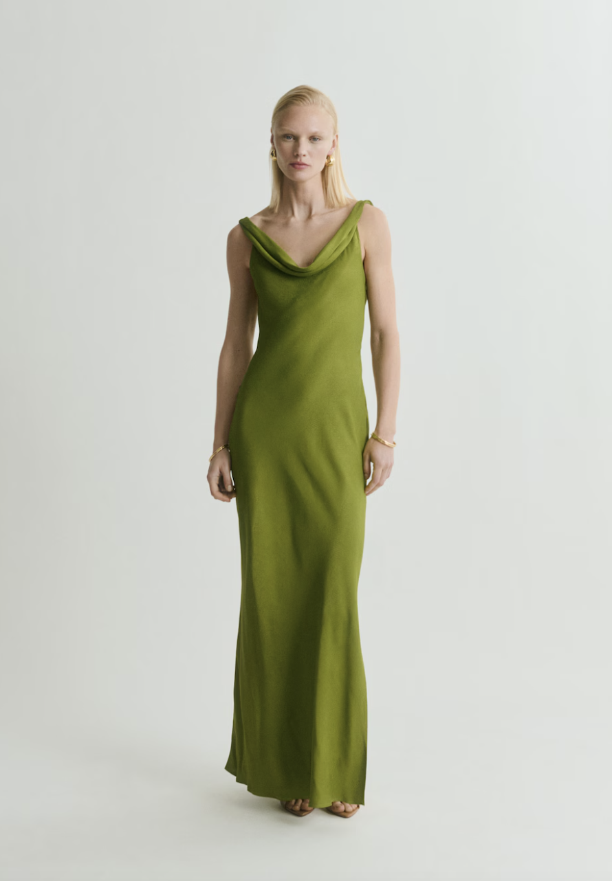 MANGO, Textured Dress With Draped Neckline - Women | Mango Usa