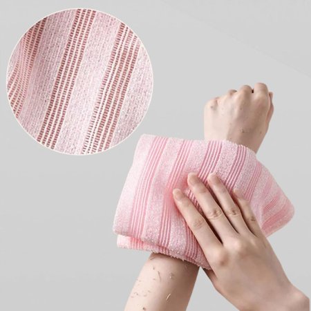Blissal Exfoliating Shower Towel 47", Premium Scrub Wash Cloth for Body Face, Blissal Shower Towel for Smooth Skin, 2-In-1 Exfoliating Washcloth-Body Scrubber With 2 Sides for All Skin Types (pink)