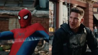 Side-by-side shots of Spider-Man and Punisher in Spider-Man: Brand New Day