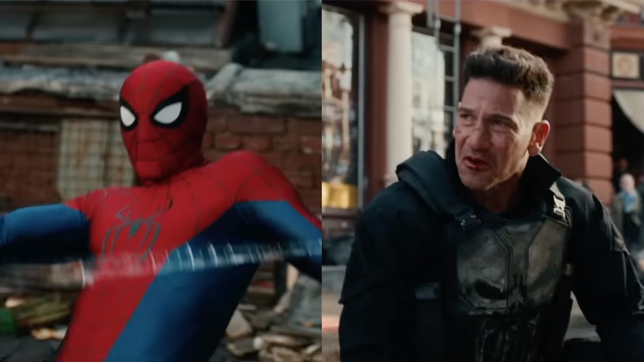 Side-by-side shots of Spider-Man and Punisher in Spider-Man: Brand New Day