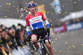 Mathieu van der Poel crosses the line