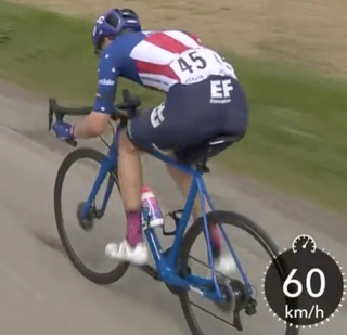 Alex Howes (EF Education-Nippo) rides on a neutral service bike in the Flèche Wallonne breakaway