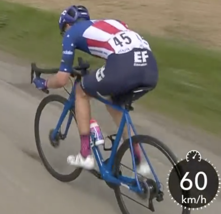 Alex Howes (EF Education-Nippo) rides on a neutral service bike in the Flèche Wallonne breakaway