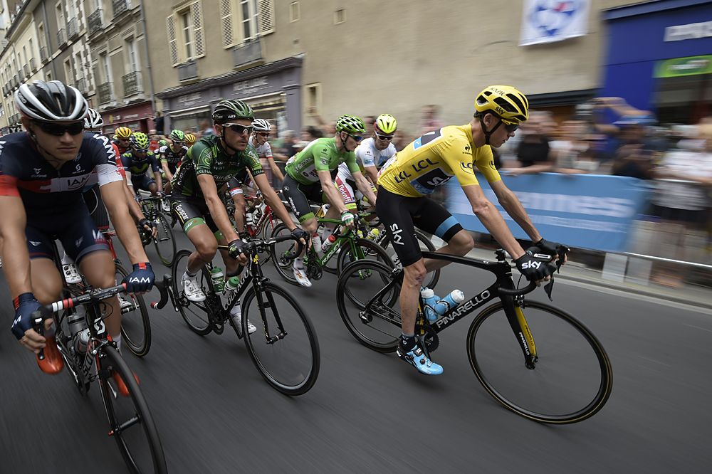 Chris Froome (Team Sky) in the peloton during stage 8